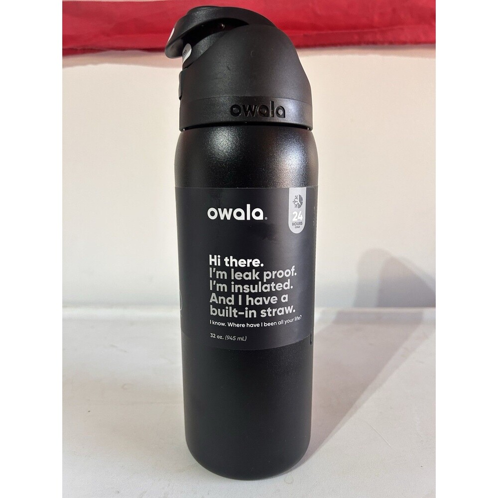 Owala FreeSip 32oz Stainless Steel Insulated Leakproof Push Button Straw Black